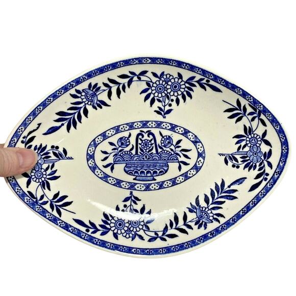 Sterling China USA Restaurant Ware STR42 shallow footed bowls (4) blue basket - Picture 7 of 7